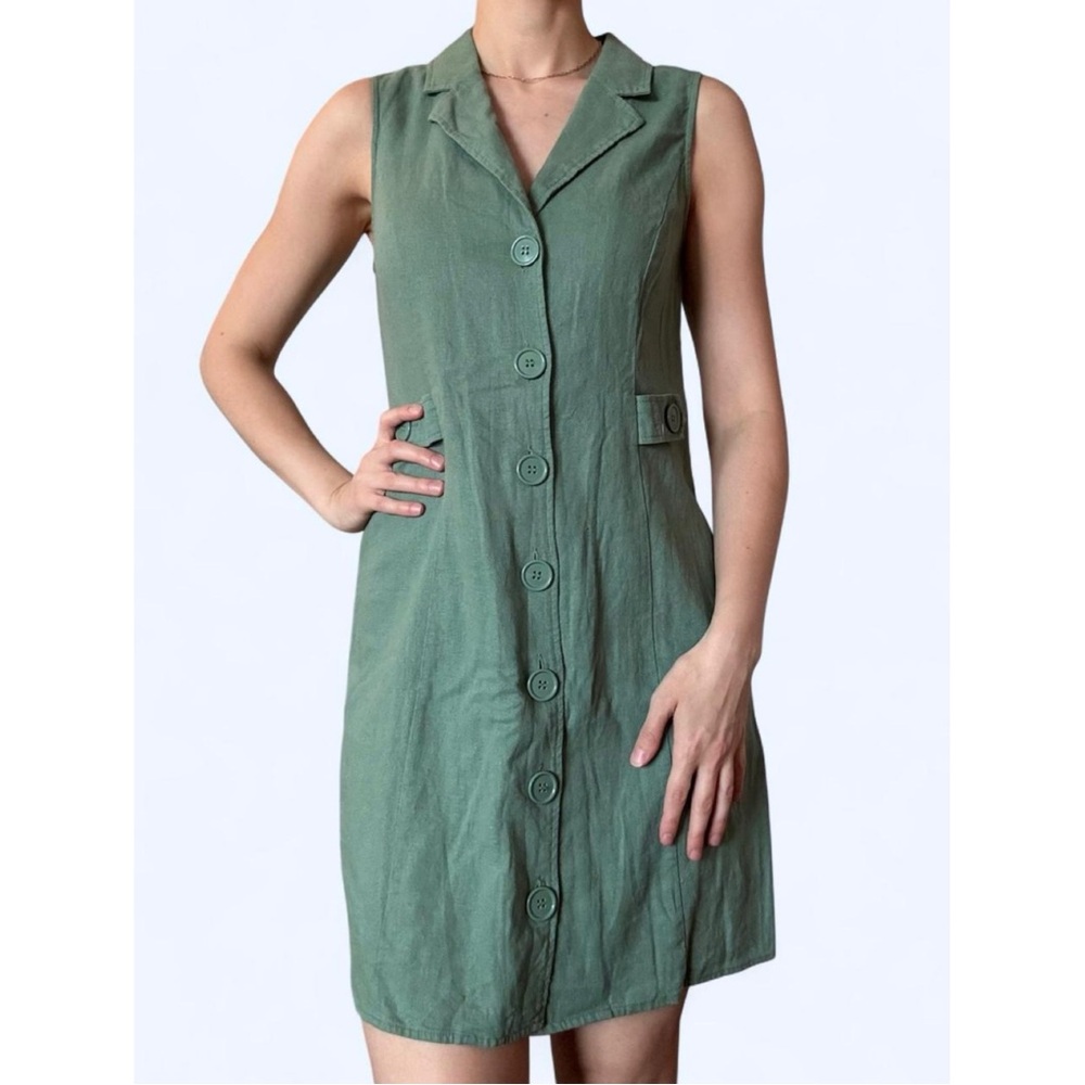 Modcloth Green Button-Up Mini Dress